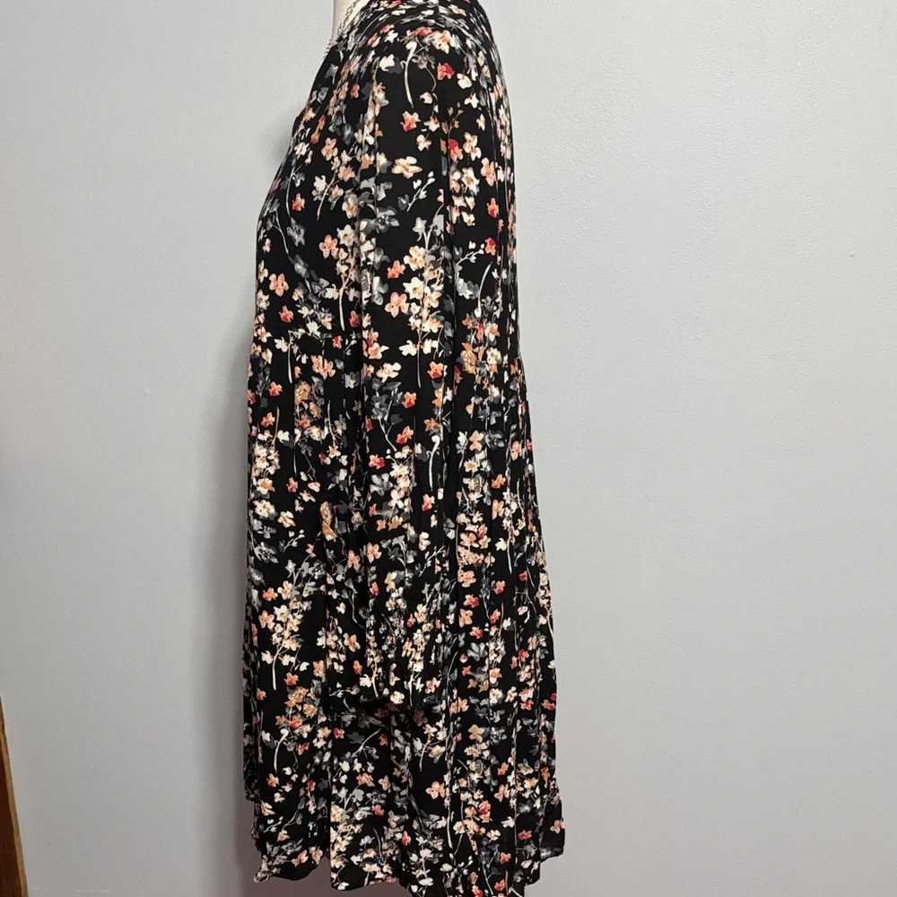 JODIFL Black Floral Long-Sleeve Babydoll Dress - Picture 3 of 5